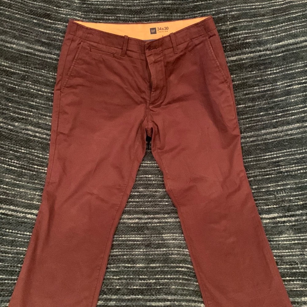 Gap maroon/burgundy casual pants, straight fit